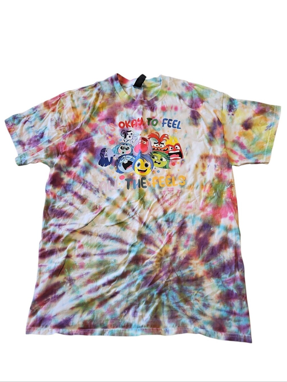 Tie-Dye 'Okay to Feel' Graphic Tee Size Large Inside Out Movie